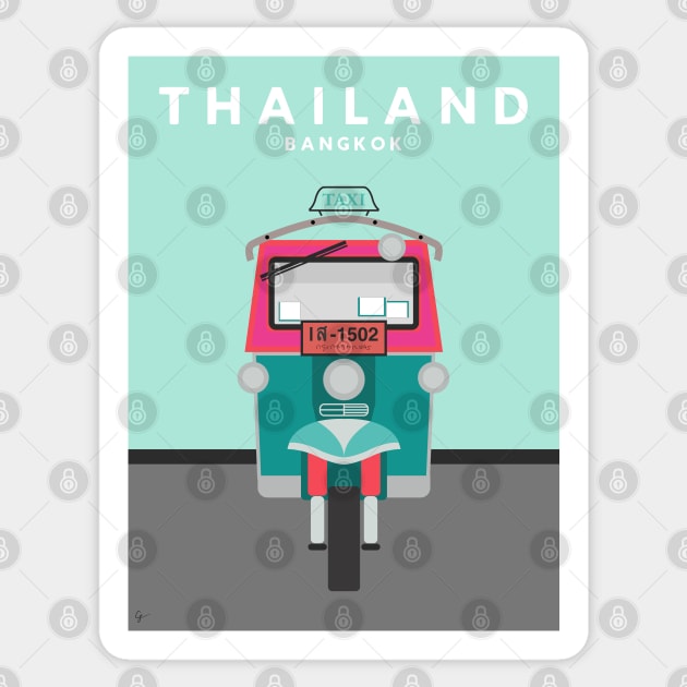 Bangkok, Thailand Tuk Tuk Taxi Travel Poster Sticker by lymancreativeco